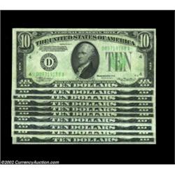 Fr. 2006-D $10 1934A Federal Reserve Notes. Choice-Gem Crisp Uncirculated.Ten pieces, all either Cho