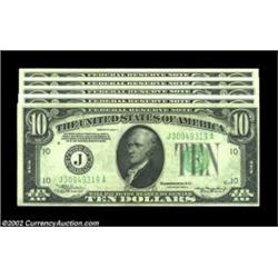 Five Federal Reserve Note Tens.Fr. 2006-J $10 1934A Choice CUFr. 2009-G $10 1934D Choice AUFr. 2011-