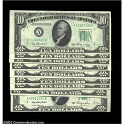 Fr. 2011-A $10 1950A Federal Reserve Notes. Choice Crisp Uncirculated.Ten pieces, most with less tha