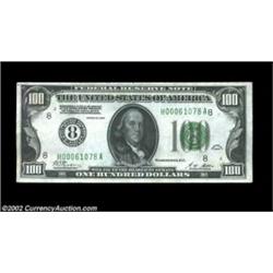 A Pair of Early $100 Federal Reserve Notes.Fr. 2150-H $100 1928. Extremely Fine-About Uncirculated.F