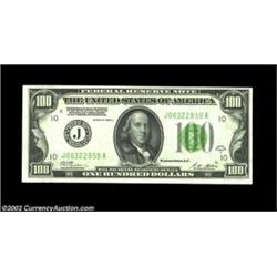 Fr. 2151-J $100 1928A Federal Reserve Note. Choice Crisp Uncirculated.Brightly colored and fully ori