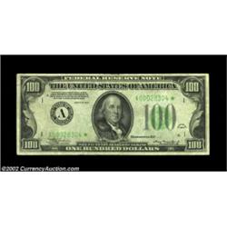 Fr. 2152-A* $100 1934 Federal Reserve Note. Very Fine+.A very tough district for stars. This piece i