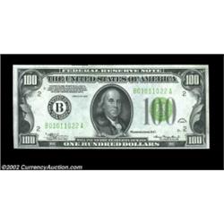 Two $100 Federal Reserve Notes.Fr. 2152-B $100 1934 Light Green Seal. Crisp Uncirculated.Fr. 2157-F.