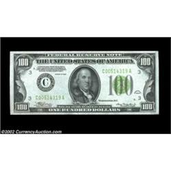 Fr. 2152-C $100 1934 Light Green Seal Federal Reserve Note. Gem Crisp Uncirculated.Consecutive to th