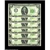 Image 1 : Fr. 2152-G $100 1934 Light Green Seal Federal Reserve Notes. Cut Half Sheet of Six. Choice-Gem Crisp