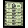 Image 1 : Fr. 2152-G $100 1934 Federal Reserve Notes. Cut Half Sheet of Six. Gem Crisp Uncirculated.A second l