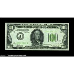 Fr. 2152-J $100 1934 Light Green Seal Federal Reserve Note. Gem Crisp Uncirculated.A crackling fresh