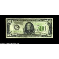 Fr. 2201-G $500 1934 Light Green Seal Federal Reserve Note. Fine-Very Fine.An evenly circulated high