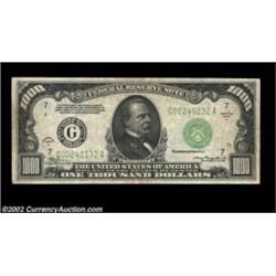 Fr. 2212-G $1000 1934A Federal Reserve Note. Extremely Fine.A nice high end circulated $1000. Import