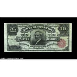 Fr. 299 $10 1891 Silver Certificate Very Fine. This Tombstone Ten has the unusually broad side margi