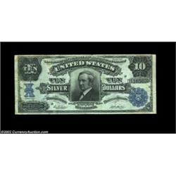 Fr. 304 $10 1908 Silver Certificate Very Fine. A really nice, perfectly natural Blue Seal Tombstone.