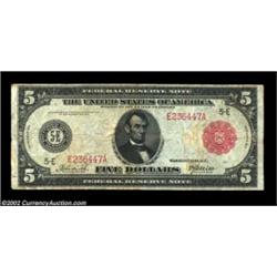 Fr. 836a $5 1914 Red Seal Federal Reserve Note Fine. This scarce Richmond Fed has held on to strong.