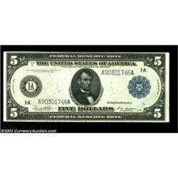 Fr. 847a $5 1914 Federal Reserve Note Very Choice New. An unusually bright example that is quite nea