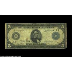 Fr. 855a $5 1914 Federal Reserve Note Star Very Good. About 20 examples are known of this Philadelph