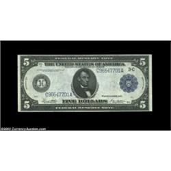 Fr. 855b $5 1914 Federal Reserve Note Very Choice New. A lovely example for the type and for the num