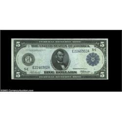 Fr. 860 $5 1914 Federal Reserve Note New. This note would easily grade New, but for a tiny tear in t