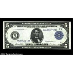 Fr. 871b $5 1914 Federal Reserve Note Choice New. This "b"-type note would be a full Gem if the bott