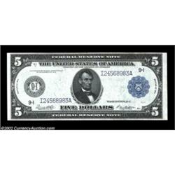 Fr. 879a $5 1914 Federal Reserve Note Choice New. A solid example of a Minneapolis District Five. Im