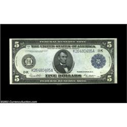 Fr. 887a $5 1914 Federal Reserve Note Choice New. Fresh and original, but a tad tight across the bot