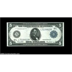 Fr. 891a $5 1914 Federal Reserve Note Choice Extremely Fine. Bright and crisp, with only a couple of