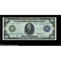 Fr. 911a $10 1914 Federal Reserve Note CGA About Uncirculated 55. A nicely centered note with superi