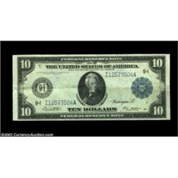 Fr. 939a $10 1914 Federal Reserve Note Choice Extremely Fine. A nice original example, with good emb