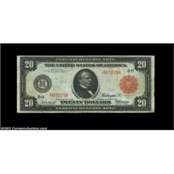 Fr. 959a $20 1914 Red Seal Federal Reserve Note Very Fine. This evenly circulated St. Louis Red Seal