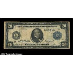 Fr. 965 $20 1914 Federal Reserve Note CGA Fine 15. The corners are very slightly rounded and there i