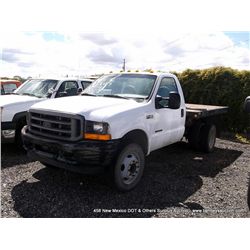 2001 FORD F-450 FLATBED PICKUP ~ 133,820 MILES VIN: 1FDXF46F01EB66860, FLATBED UTILITY TRUCK, NOTES: