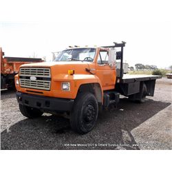 1988 FORD F-800 16' FLATBED TRUCK ~ 64,238 MILES VIN: 1FDXF82K0JVA50312, NOTES: NEEDS NEW HYRAULIC S