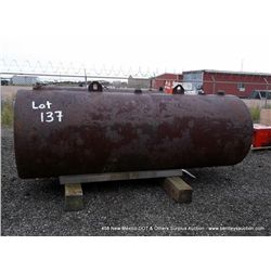 ABOVE GROUND STEEL STORAGE TANK, APPROXIMATLEY 1000 GALLONS
