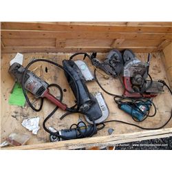 WOODEN CRATE: MIXED ELECTRIC POWER TOOLS & PARTS (print sequence:) FY14-126