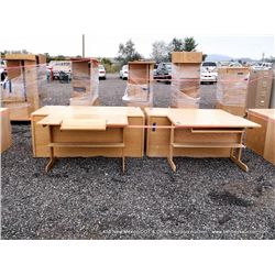 LOT: 4 GOLDEN OAK OFFICE DESKS & COMPUTER DESK (print sequence:) FY14-086