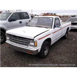 1982 CHEVROLET S-10 PICKUP ~ 192,442 MILES PICKUP, RWD, V6, 2.8L, WHITE, CSFD TITLE # 14181934A58241