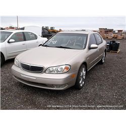 2000 INFINITI I30 SEDAN ~ 141,382 MILES SEDAN, FWD, V6, 3.0L, GOLD, CSFD TITLE #14252934A667807 1 KE