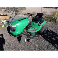 JOHN DEERE SABRE RIDING LAWN MOWER, MODEL # 17.542 HS, 222.9 HOURS, 1 KEY