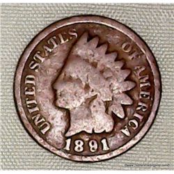 1891 1 Cent  Indian Head Cent 