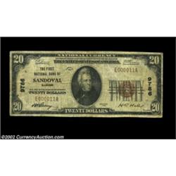 Sandoval, IL - $20 1929 Ty. 1 The First NB Ch. # 9786A decent circulated example from this one bank.