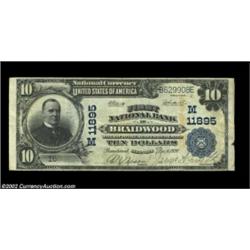 Braidwood, IL - $10 1902 Plain Back Fr. 633 First NB Ch. # (M)11895An extremely rare Will County ban