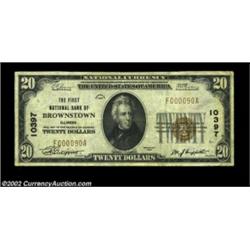 Brownstown, IL - $20 1929 Ty. 1 The First NB Ch. # 10397An extremely scarce note from the only bank.