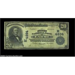 Carmi, IL - $20 1902 Plain Back Fr. 657 The First NB Ch. # (M)4934The only note from Carmi in the co