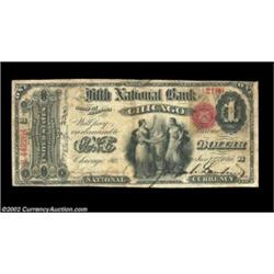 Chicago, IL - $1 Original Fr. 380 The Fifth NB Ch. # 320Another excessively rare Chicago bank which.