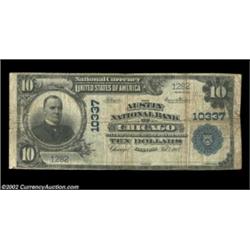 Chicago, IL - $10 1902 Plain Back Fr. 629 The Austin NB Ch. # 10337A very scarce note from one of th