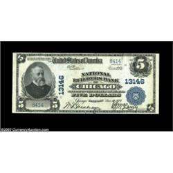 Chicago, IL - $5 1902 Plain Back Fr. 610 National Builders Bank Ch. # 13146Strongly stamped black si