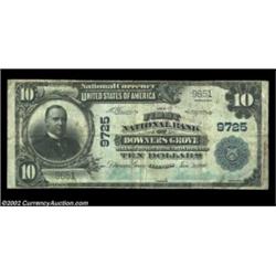 Downers Grove, IL - $10 1902 Plain Back Fr. 627 The First NB Ch. # 9725A just plain rare note from t