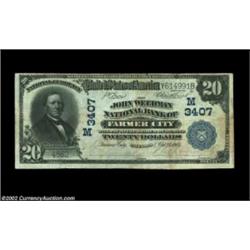 Farmer City, IL - $20 1902 Plain Back Fr. 651 The John Weedman NB Ch. # (M)3407A nice example from t