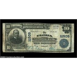 Flora, IL - $10 1902 Plain Back Fr. 632 The Flora NB Ch. # 11509A nice example from the scarcer of t