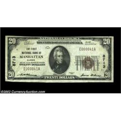 Manhattan, IL - $20 1929 Ty. 1 The First NB Ch. # 8713Type ones only in small size from this rare Wi