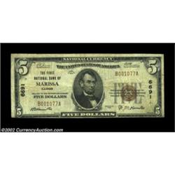 Marissa, IL - $5 1929 Ty. 1 The First NB Ch. # 6691A scarce note from this small St. Clair County lo