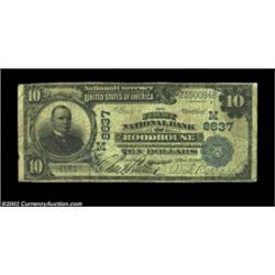 Roodhouse, IL - $10 1902 Plain Back Fr. 626 The First NB Ch. # (M)8637A very tough large note from t